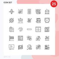 conjunto de pictogramas de 25 linhas simples de elementos de design de vetores editáveis de documento de lápis de visualização relaxante