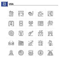 25 conjunto de ícones dos eua fundo vetorial vetor