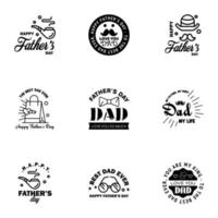 feliz dia dos pais 9 conjunto de tipografia preta tipografia vetorial letras vintage para cartões de saudação banners design de camiseta você é o melhor pai elementos de design de vetores editáveis