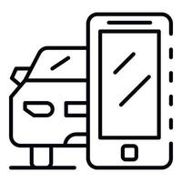 ícone de compartilhamento de carro do smartphone, estilo de estrutura de tópicos vetor