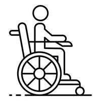 homem em ícone de cadeira de rodas, estilo de estrutura de tópicos vetor