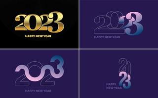 conjunto de design de logotipo 2023 feliz ano novo. modelo de design de número 2023. decoração de natal 2023 símbolos de feliz ano novo. design moderno de natal para banner. rede social. capa e calendário vetor