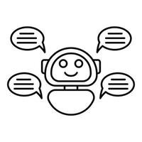 chat bot ícone de quatro bolhas, estilo de estrutura de tópicos vetor