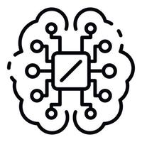 ícone do cérebro do processador ai, estilo de estrutura de tópicos vetor