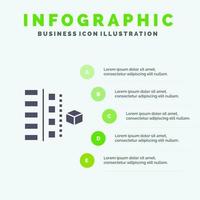 fases de desenvolvimento plano de planejamento do produto ícone sólido infográficos 5 passos fundo de apresentação vetor