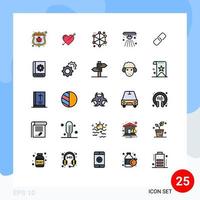pacote de interface do usuário de 25 cores planas de linha preenchida básica de alerta de sino dos namorados do clipe elementos de design de vetores editáveis da web