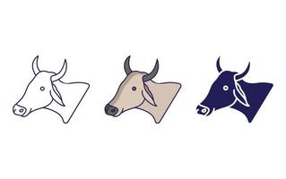 linha de vaca e ícone de glifo, ilustração vetorial vetor