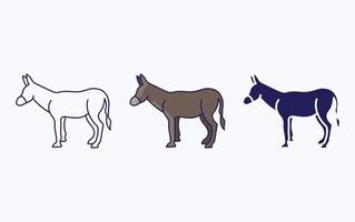 ícone de linha e glifo de burro, ilustração vetorial vetor