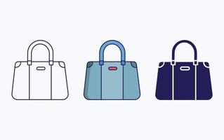 linha de bolsa de vaidade e ícone de glifo, ilustração vetorial de bolsa feminina vetor