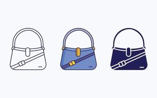 linha de bolsa de vaidade e ícone de glifo, ilustração vetorial de bolsa feminina vetor