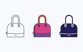 linha de bolsa de vaidade e ícone de glifo, ilustração vetorial de bolsa feminina vetor