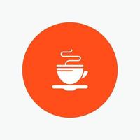 xícara de chá café hotel ícone de glifo branco vetor