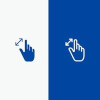 expandir a interface de gestos ampliação linha de toque e ícone sólido de glifo banner azul linha e ícone sólido de glifo banner azul vetor