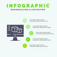 modelo de apresentação de infográficos de computação de caixa de monitor de computador apresentação de 5 etapas vetor