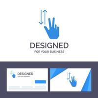 cartão de visita criativo e modelo de logotipo gestos com os dedos dois para cima e para baixo ilustração vetorial vetor
