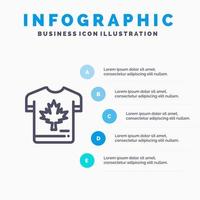 ícone de linha de bordo de folha de outono do Canadá de camisa com fundo de infográficos de apresentação de 5 etapas vetor