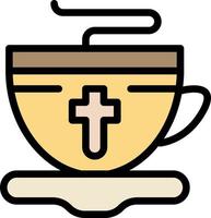 xícara de chá modelo de banner de ícone de vetor de cor plana quente de páscoa
