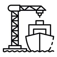 ícone do guindaste do porto de carga do navio, estilo do esboço vetor