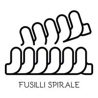 ícone de massa espiral fusilli, estilo de estrutura de tópicos vetor