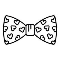 ícone de gravata borboleta de coração, estilo de estrutura de tópicos vetor
