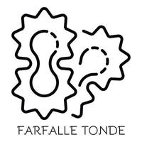 ícone farfalle tonde, estilo de estrutura de tópicos vetor