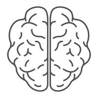 ícone do cérebro de vista superior, estilo de estrutura de tópicos vetor