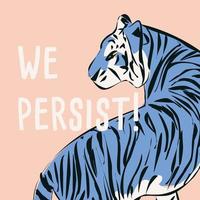 tigre desenhado à mão com frase e mensagem feministas vetor