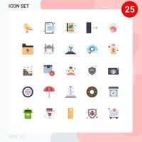 pacote de interface do usuário de 25 cores planas básicas de elementos de design de vetores editáveis de espaço de dados de livro de exportação em nuvem