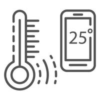 ícone de controle de temperatura inteligente, estilo de estrutura de tópicos vetor