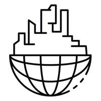 ícone de edifícios globais, estilo de estrutura de tópicos vetor