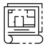 ícone de plano de apartamento, estilo de estrutura de tópicos vetor