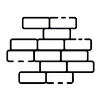 ícone da parede de tijolos, estilo de estrutura de tópicos vetor