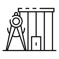 ícone de construção de medida de bússola, estilo de estrutura de tópicos vetor