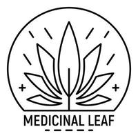 logotipo de folha de remédio de cannabis, estilo de estrutura de tópicos vetor