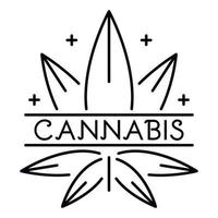 logotipo de folha ecológica de cannabis, estilo de contorno vetor