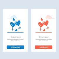 coração homem mulheres amor namorados azul e vermelho baixe e compre agora modelo de cartão de widget da web vetor