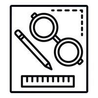 ícone da ferramenta de lição de casa, estilo de estrutura de tópicos vetor