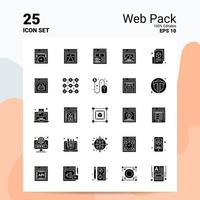 25 conjunto de ícones de pacote da web 100 eps editáveis 10 arquivos idéias de conceito de logotipo de negócios design de ícone de glifo sólido vetor