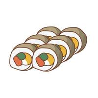 rolo de sushi com salmão e manga. adequado para banners de restaurantes, logotipos e anúncios de fast food. comida japonesa. comida asiática. vetor