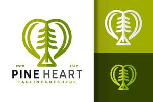 modelo de ilustração vetorial de design de logotipo moderno de coração de pinheiro vetor