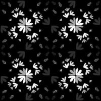 padrão abstrato flores preto e branco. vetor