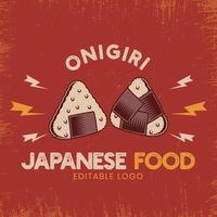 modelo de logotipo vintage de comida japonesa onigiri. conceito retrô do logotipo de fast-food. vetor