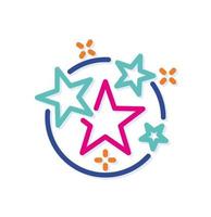 ícone do logotipo da comunidade de estrelas arredondadas abstratas. linha de adesivo estrela. linhas modernas com novas cores pop art. conjunto de modelo de estilo limpo de linha em negrito. vetor