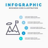 ícone de linha de motivação de missão de negócios realizado com fundo de infográficos de apresentação de 5 etapas vetor