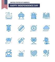16 sinais azuis para o turismo do dia da independência dos eua portão de feriado dourado americano editável elementos de design do vetor do dia dos eua