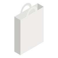 ícone de bolsa de mão de papel branco, estilo isométrico vetor