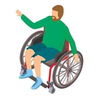 deficiência de pessoa em ícone de cadeira de rodas, estilo isométrico vetor