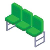 cadeira verde do ícone da arena de futebol, estilo isométrico vetor