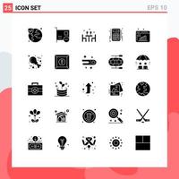 25 ícones criativos sinais e símbolos modernos de interface de relatório de negócios jantar interação dia dos namorados elementos de design de vetores editáveis
