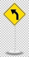 sinal de alerta de tráfego amarelo em fundo transparente vetor